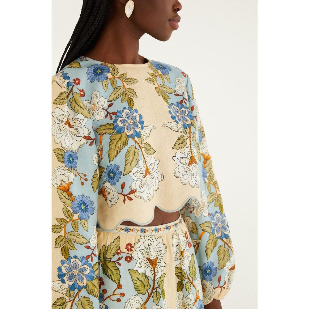 NWT Farm Rio Green Garden Scarf Blouse size Large - Picture 2 of 5